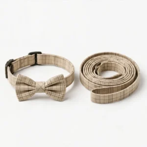 Plaid dog collar and leash set — custom wholesale by TailyGlow